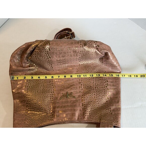 Tabelina Large Shoulder Bag Crossbody Hobo Rose Pink/Gold Croc Like Valentina - Picture 5 of 16